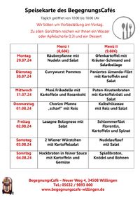 Speisekarte Begegnungs-Caf&eacute; 29.07-04.08.24